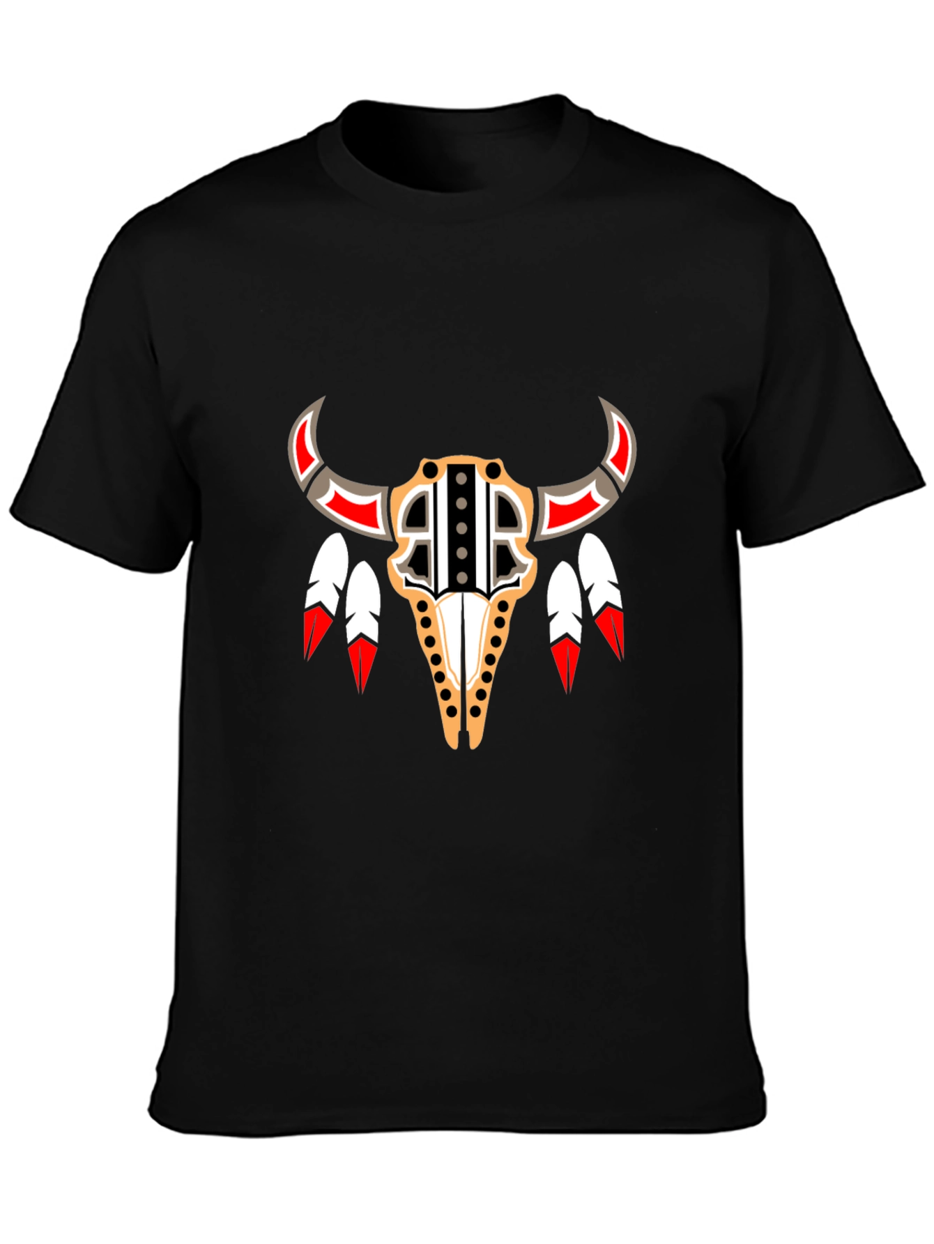 Native American Bull Skull Graphic Tee
