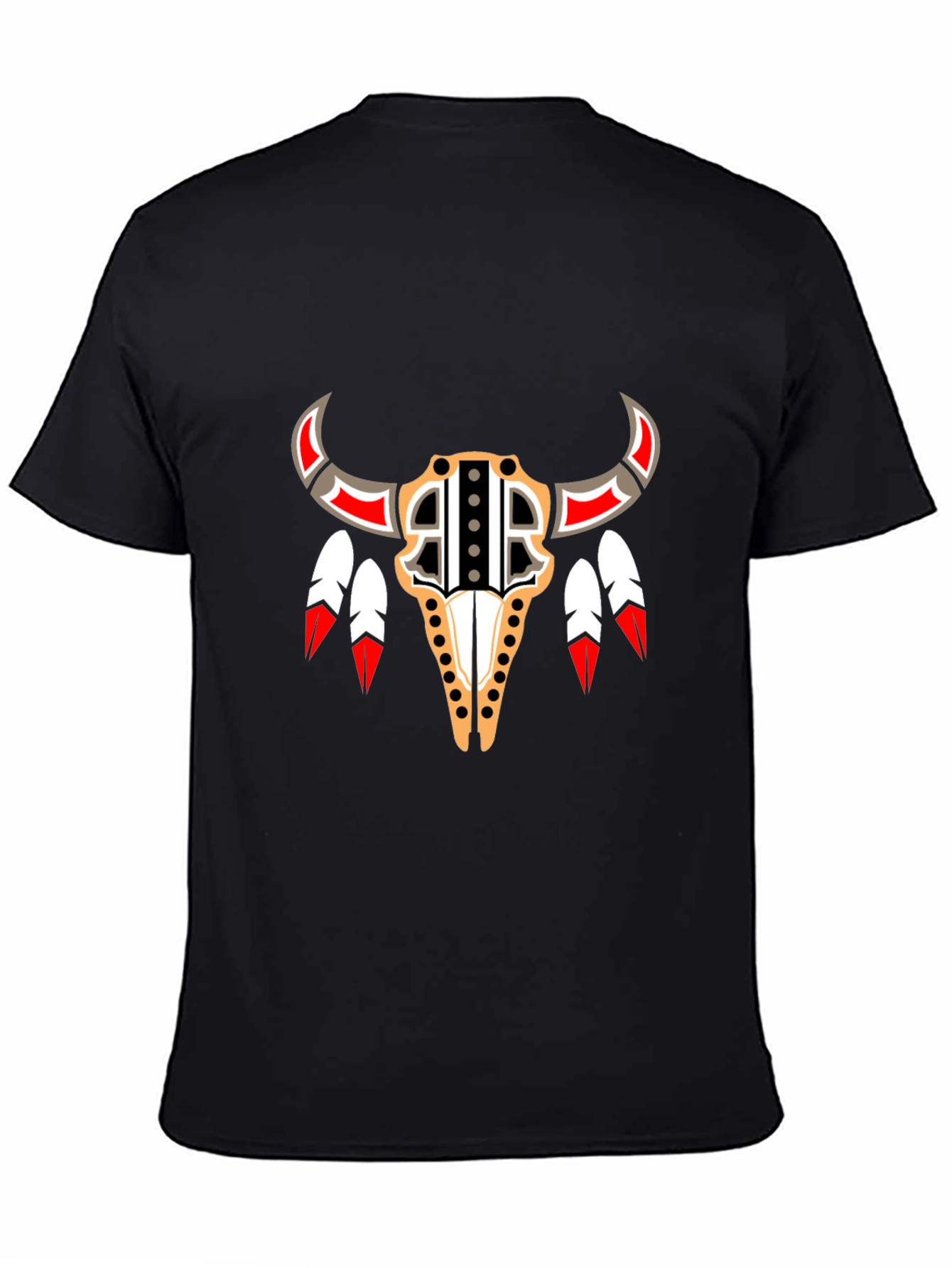 Native American Bull Skull Graphic Tee