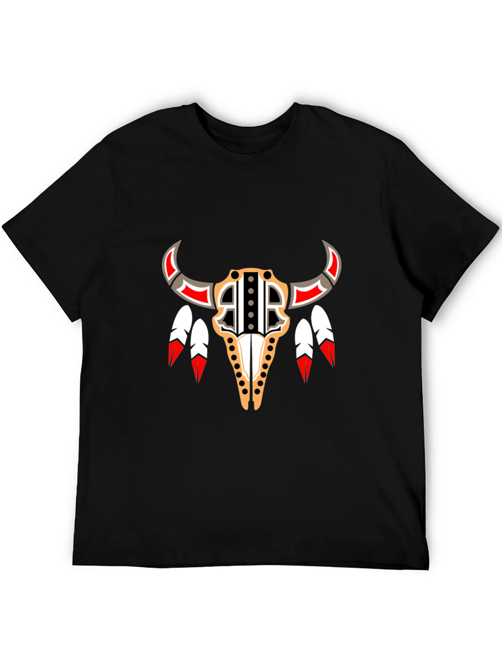 Native American Bull Skull Graphic Tee