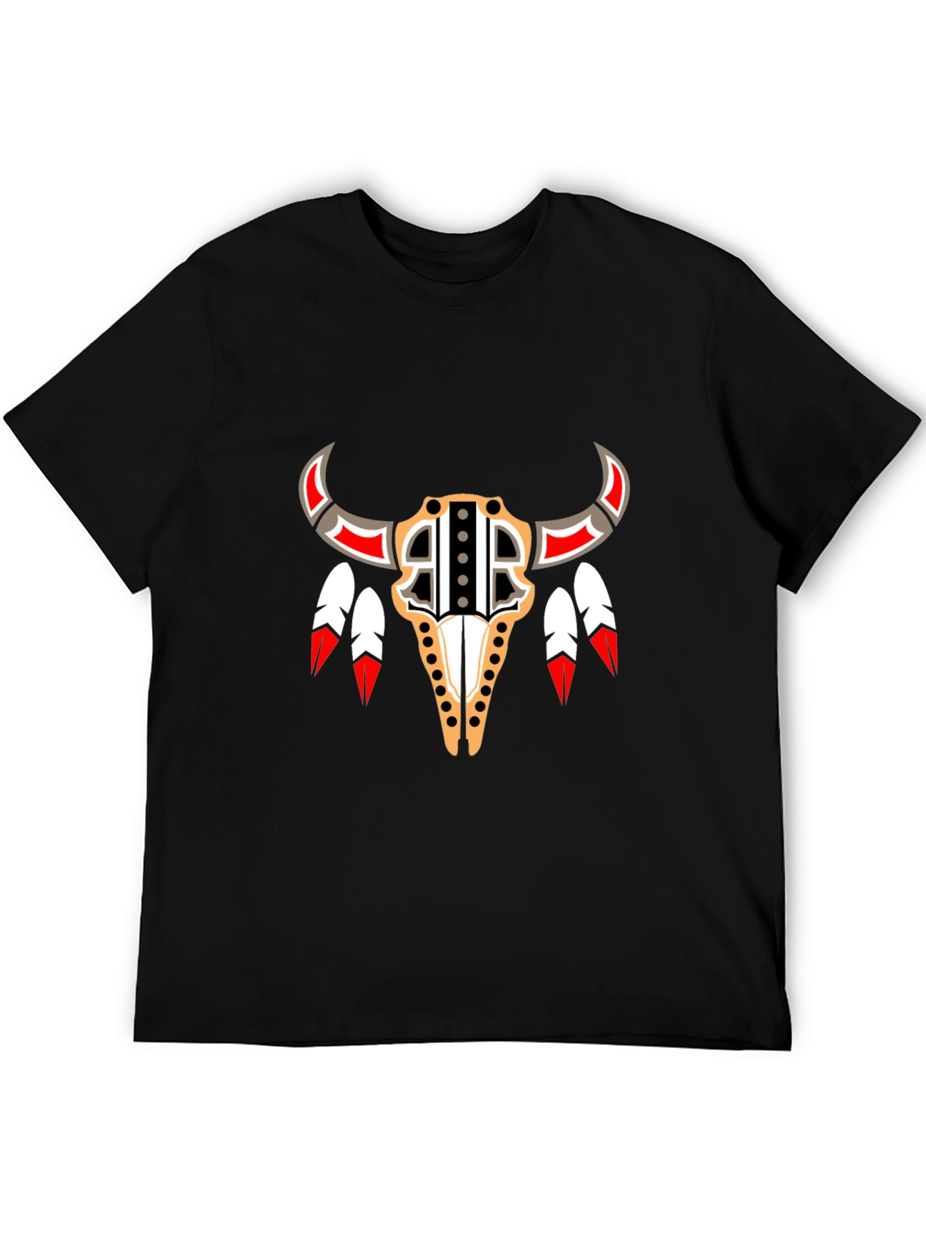 Native American Bull Skull Graphic Tee