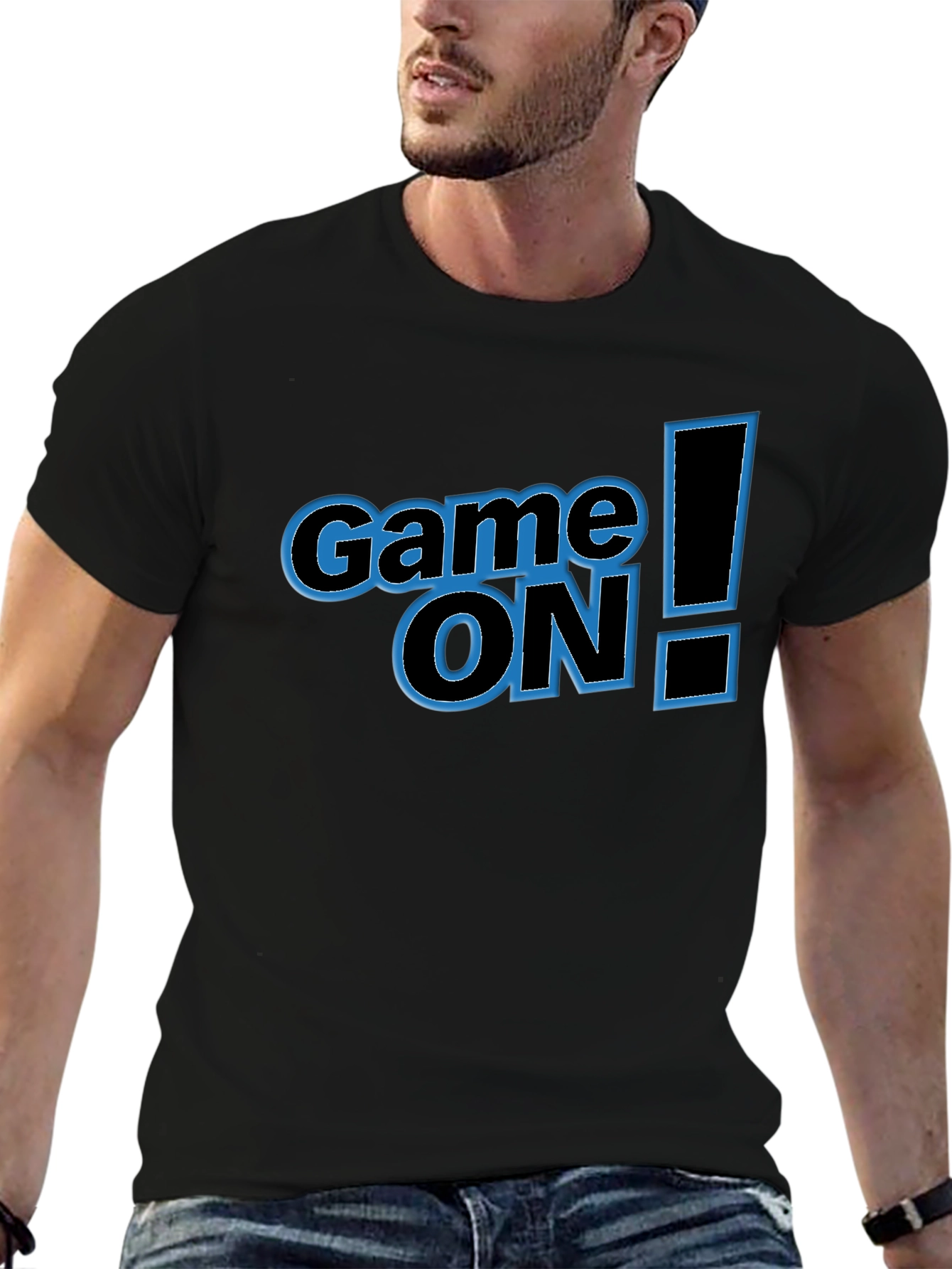 Game On! Graphic Print Mens Black T-Shirt