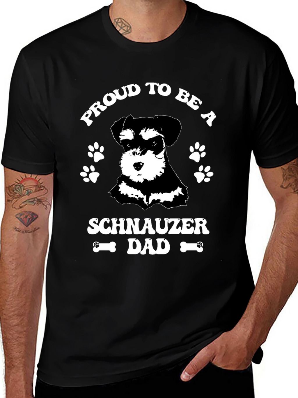 Proud Schnauzer Dad Black Graphic T-Shirt