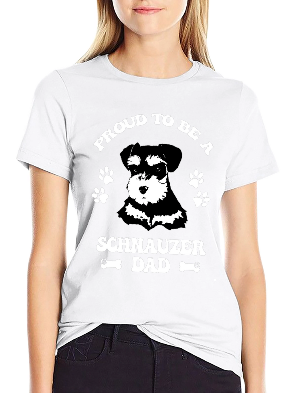 Proud Schnauzer Dad Black Graphic T-Shirt