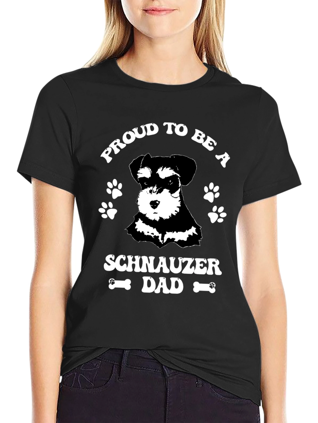Proud Schnauzer Dad Black Graphic T-Shirt