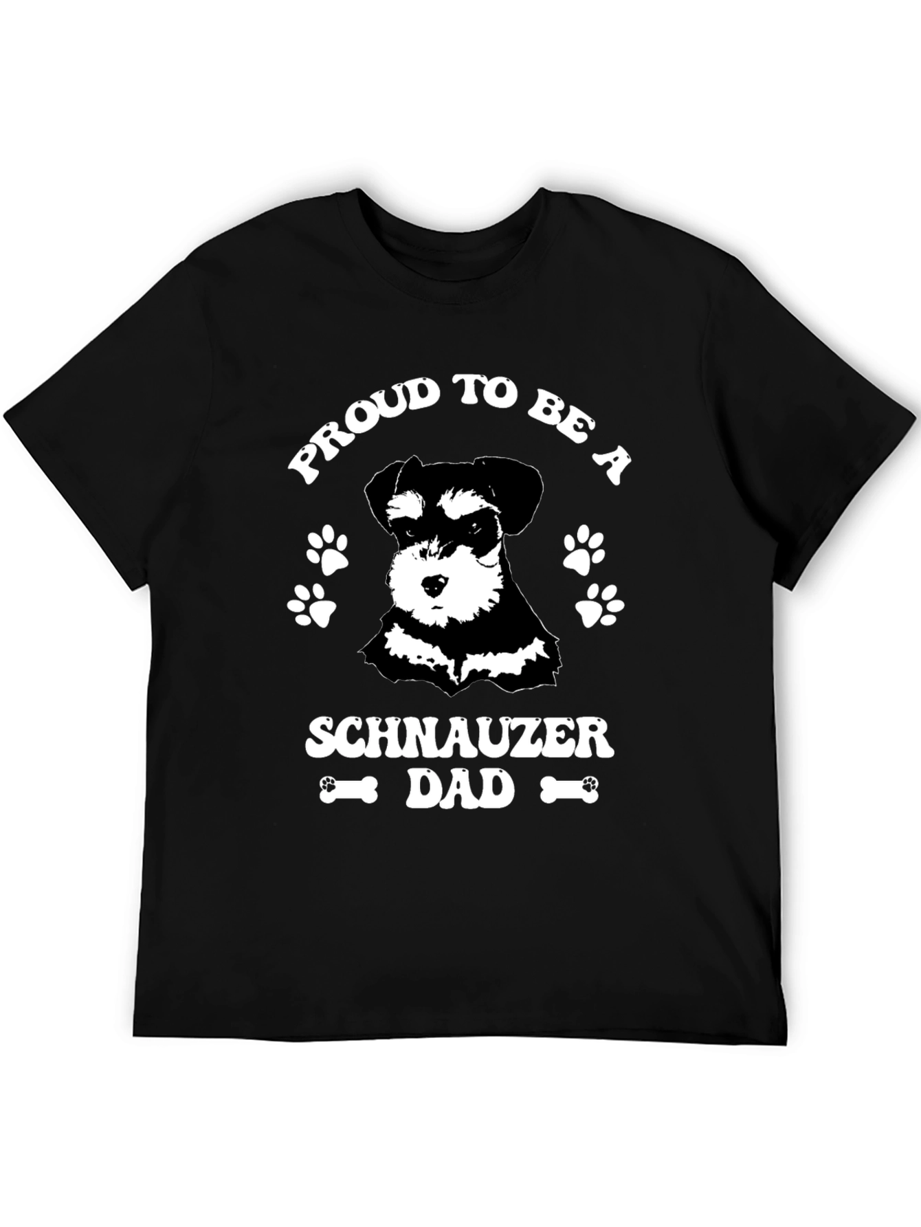 Proud Schnauzer Dad Black Graphic T-Shirt