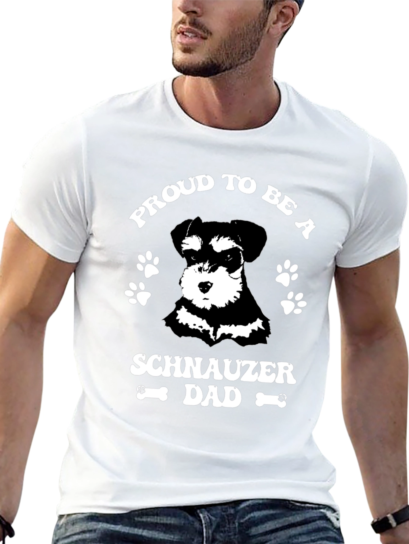 Proud Schnauzer Dad Black Graphic T-Shirt