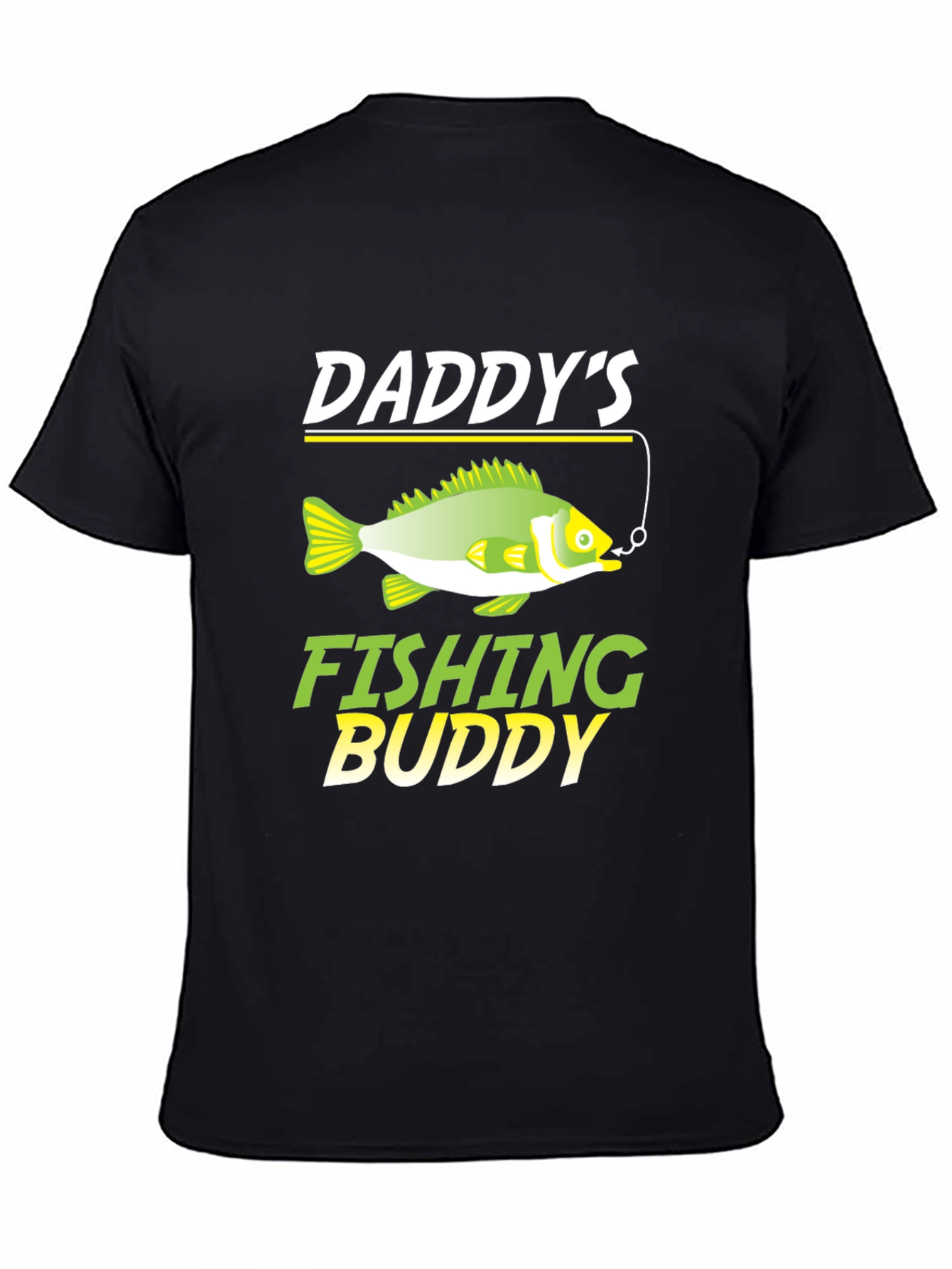 Daddys Fishing Buddy T-Shirt - Mens Black Crew Neck Tee