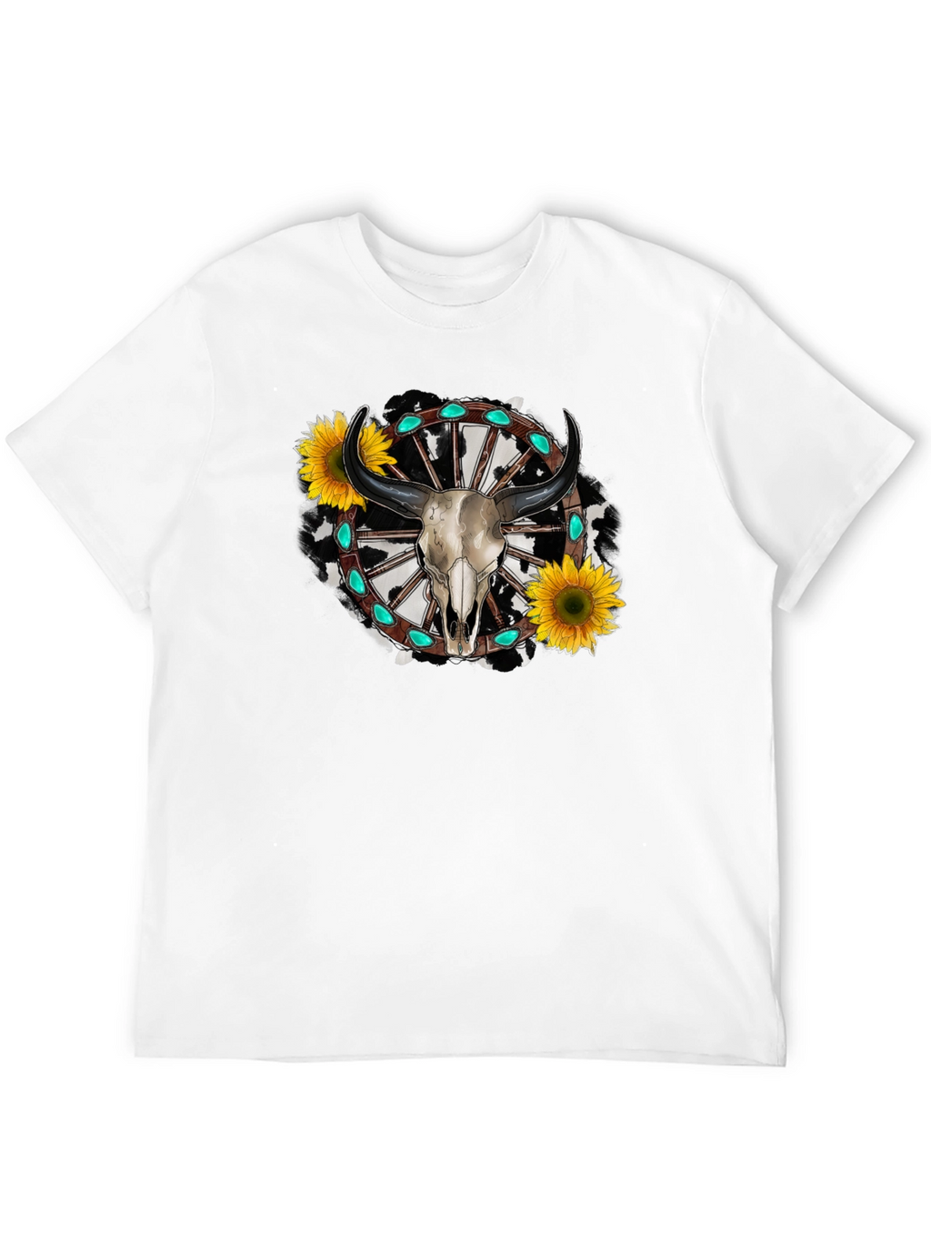 Western Bull Skull Sunflower Graphic Tee