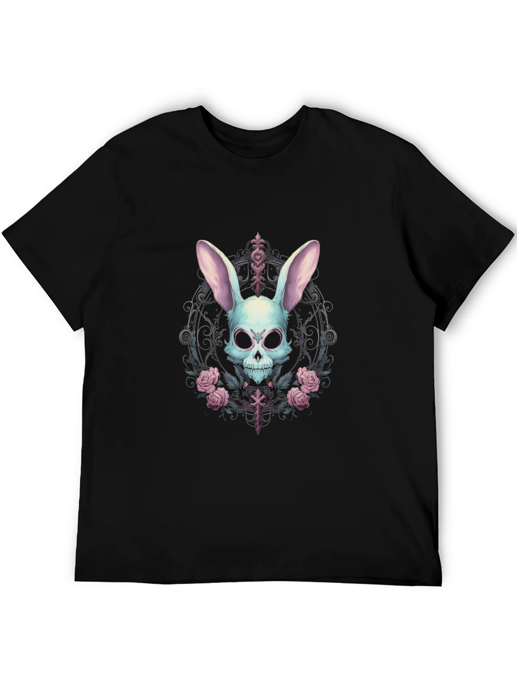 Skull Bunny Graphic Tee - Gothic Style