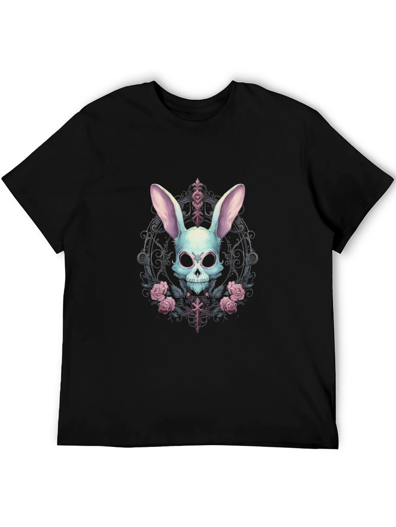 Skull Bunny Graphic Tee - Gothic Style