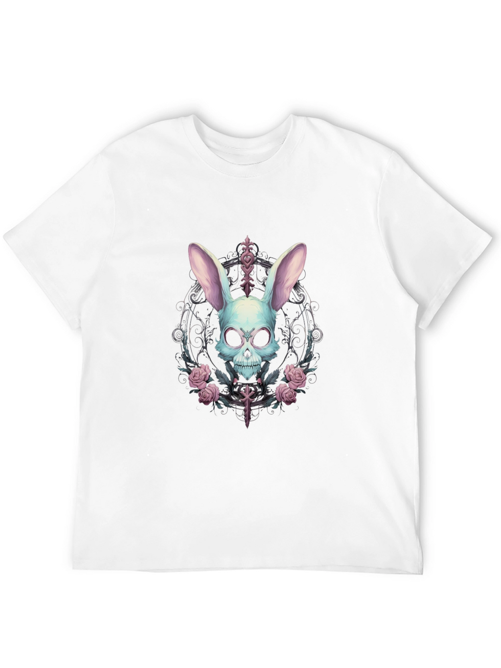 Skull Bunny Graphic Tee - Gothic Style