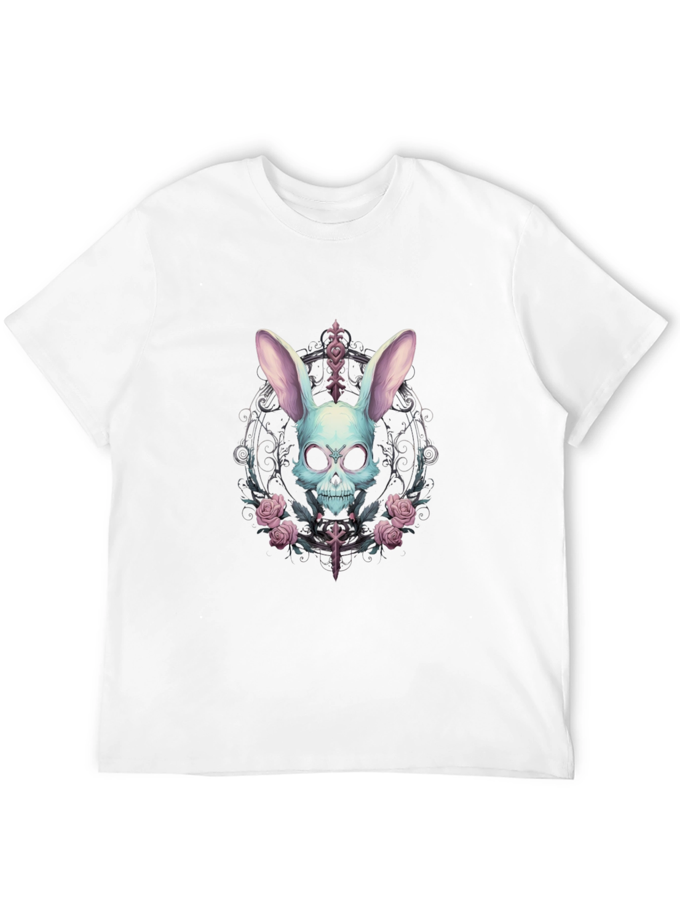 Skull Bunny Graphic Tee - Gothic Style