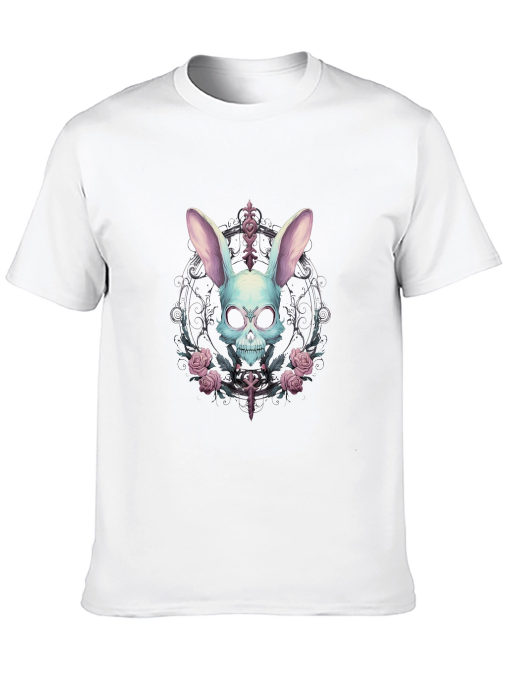 Skull Bunny Graphic Tee - Gothic Style