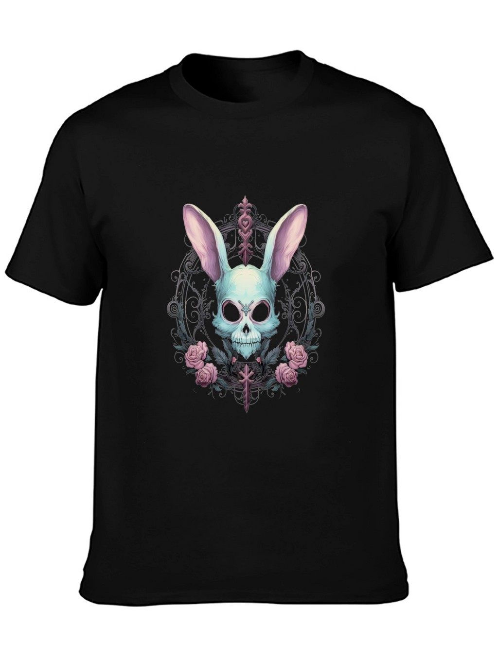 Skull Bunny Graphic Tee - Gothic Style