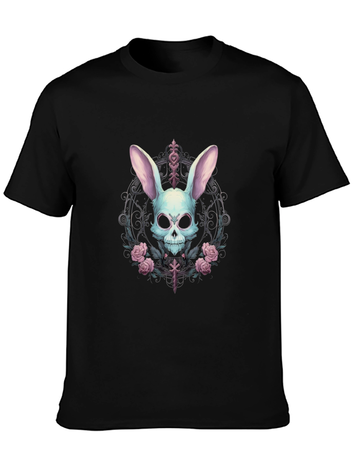 Skull Bunny Graphic Tee - Gothic Style