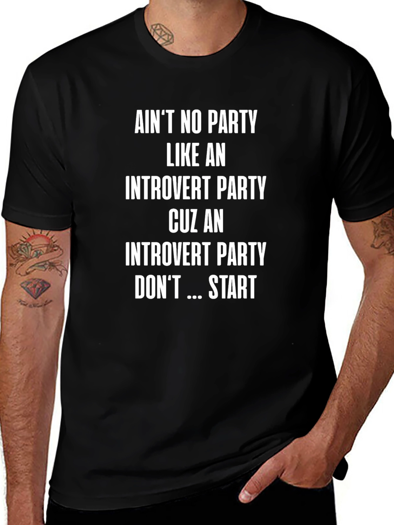 Introvert Party Graphic T-Shirt - Black