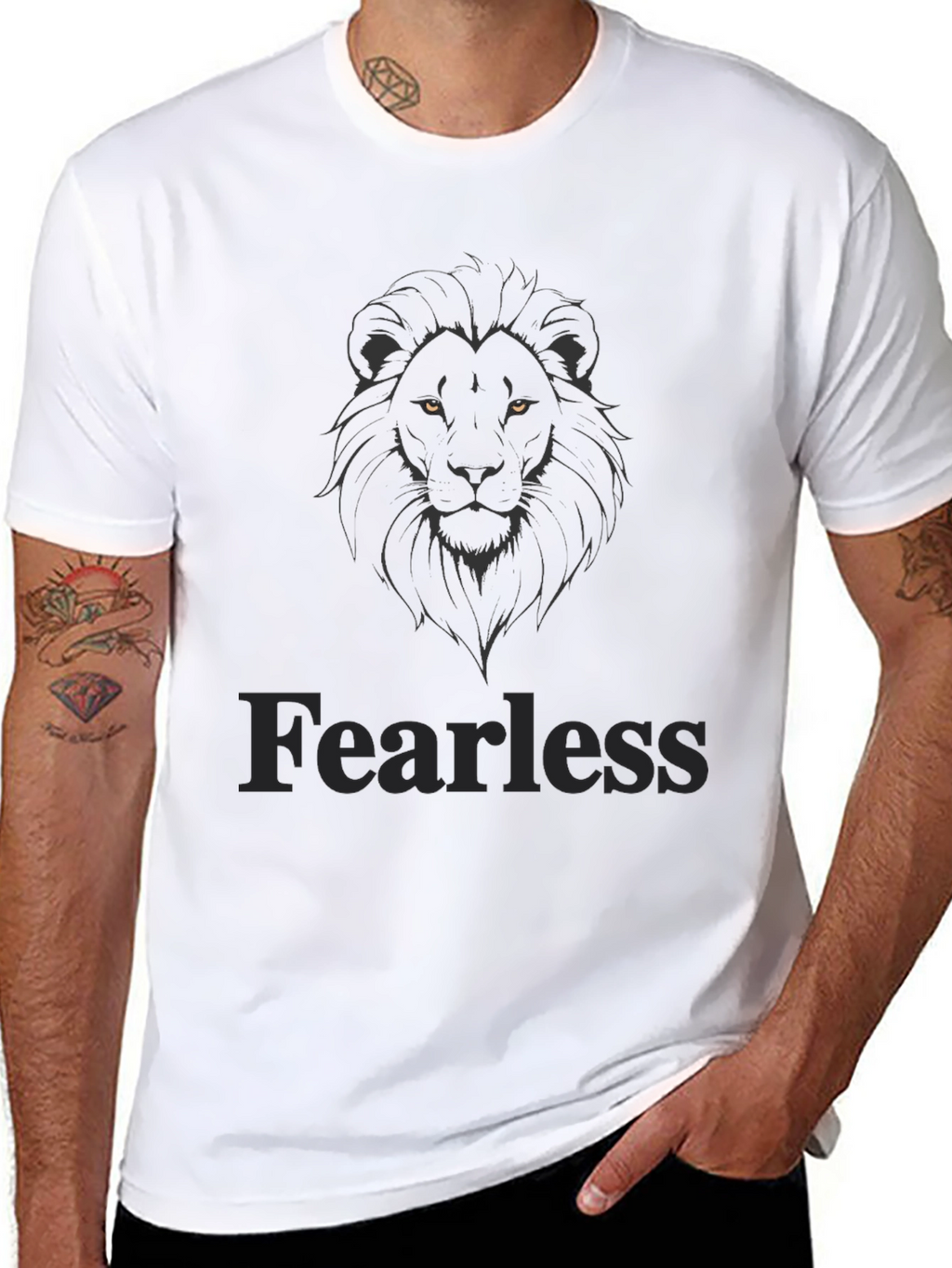 Fearless Lion Graphic Tee - Mens Black T-Shirt