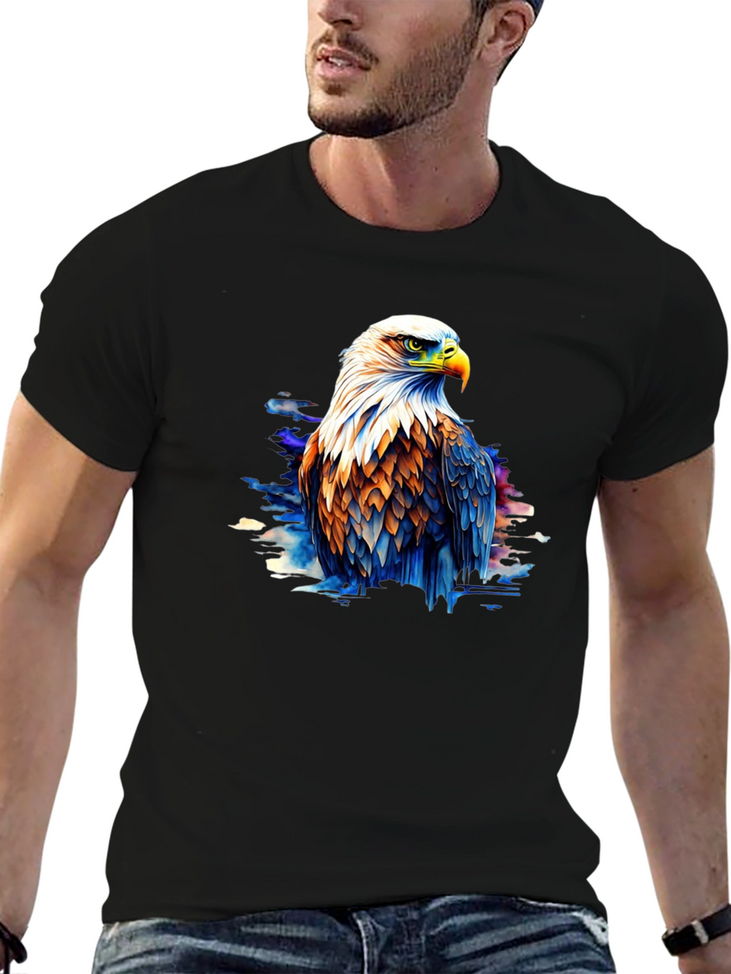 Eagle Graphic Black T-Shirt for Men