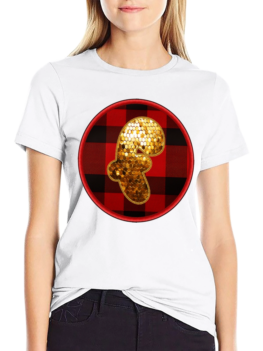 Plaid Ginger Man Graphic Tee - Holiday Festive Shirt