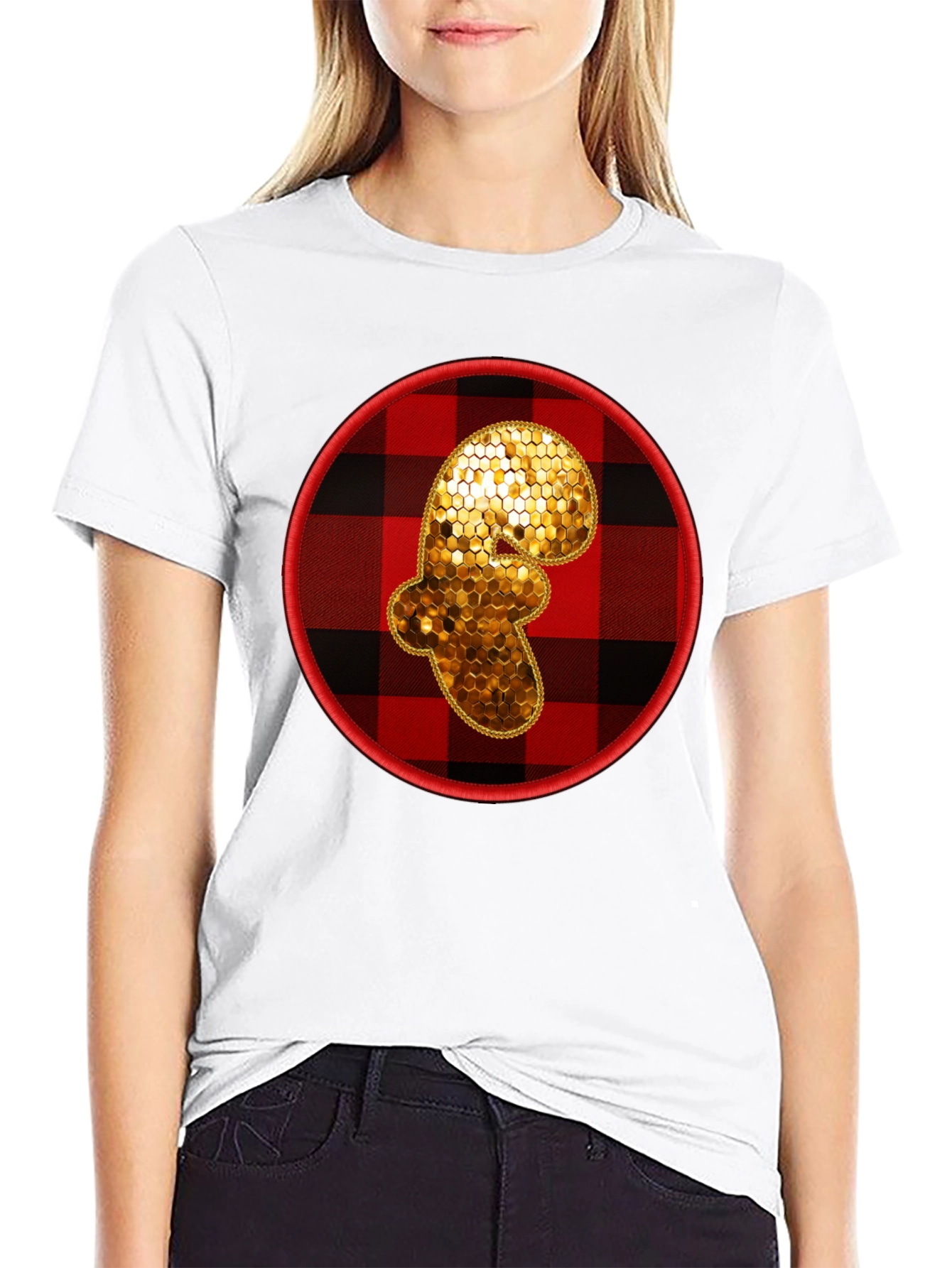 Plaid Ginger Man Graphic Tee - Holiday Festive Shirt