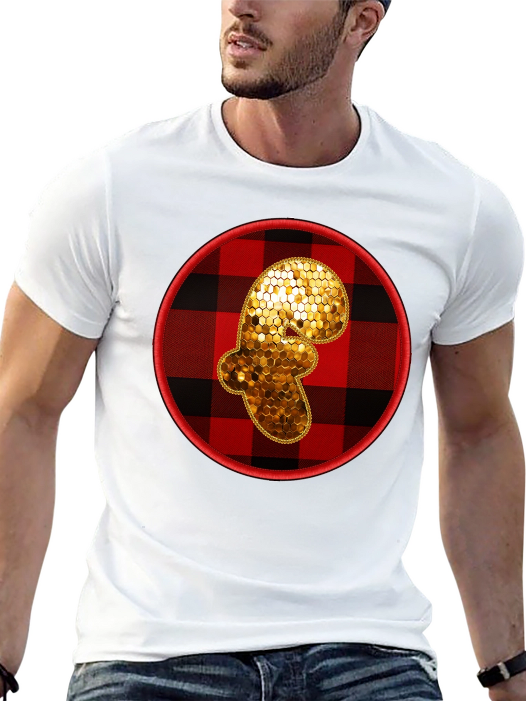 Plaid Ginger Man Graphic Tee - Holiday Festive Shirt