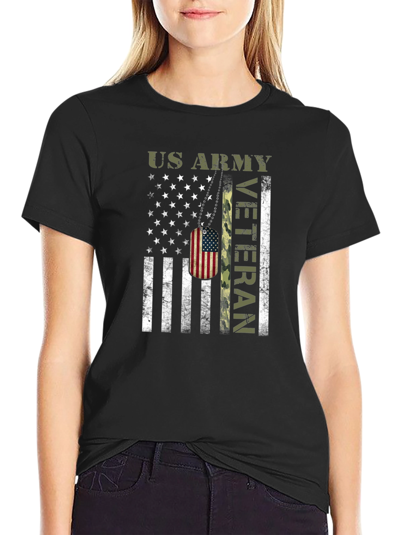 US Army Veteran American Flag T-Shirt
