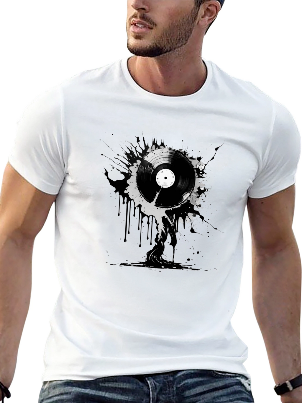 Vinyl Record Splatter Graphic T-Shirt