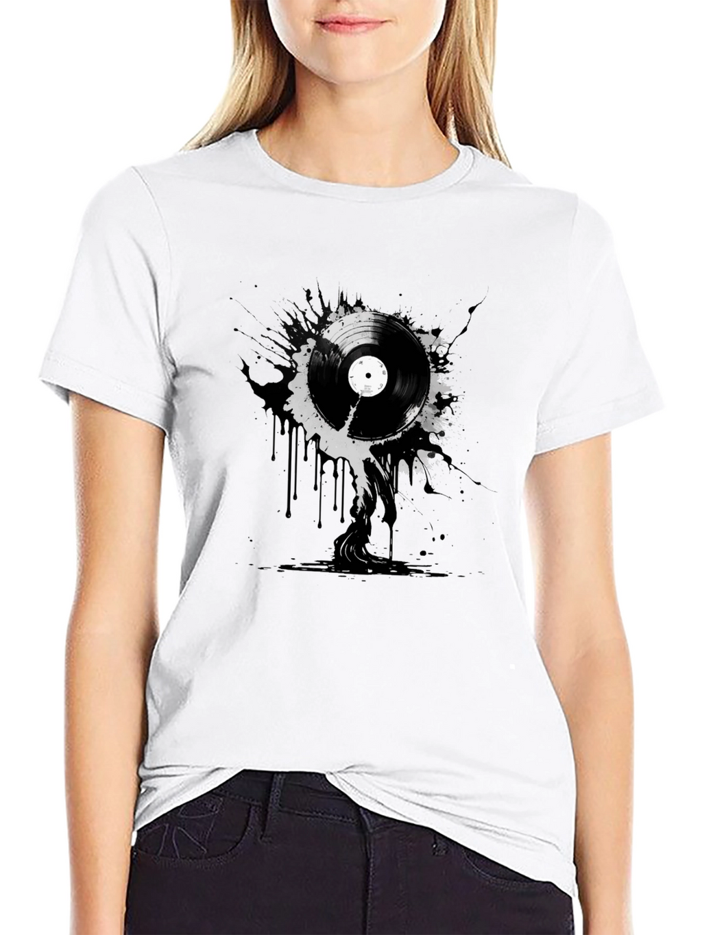 Vinyl Record Splatter Graphic T-Shirt