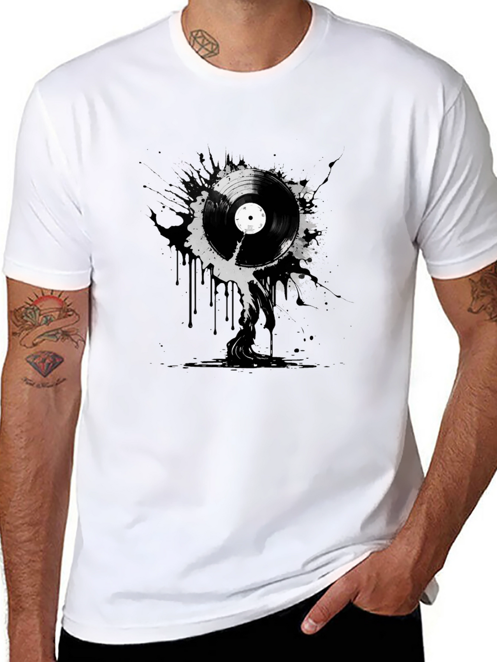 Vinyl Record Splatter Graphic T-Shirt