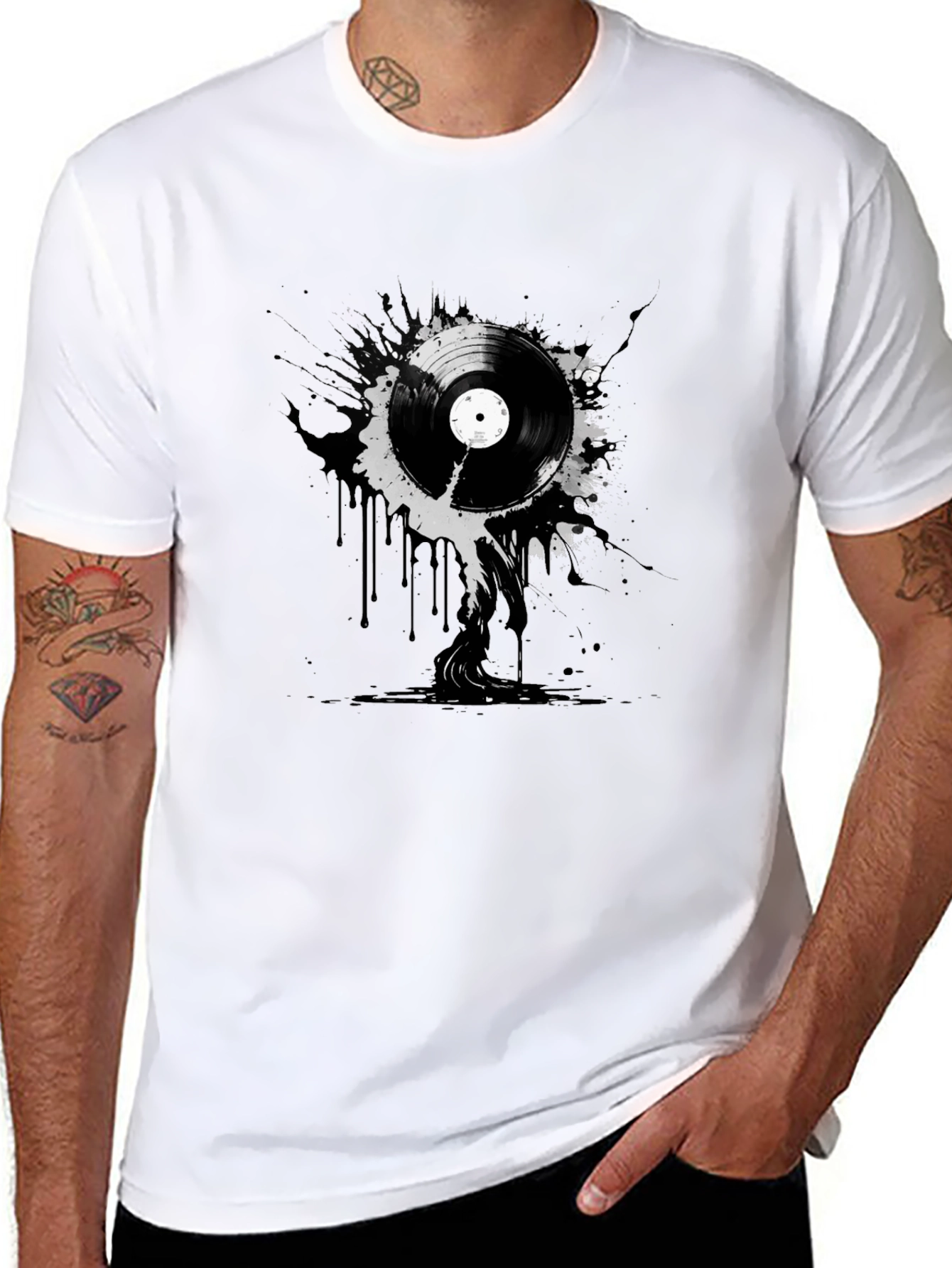 Vinyl Record Splatter Graphic T-Shirt