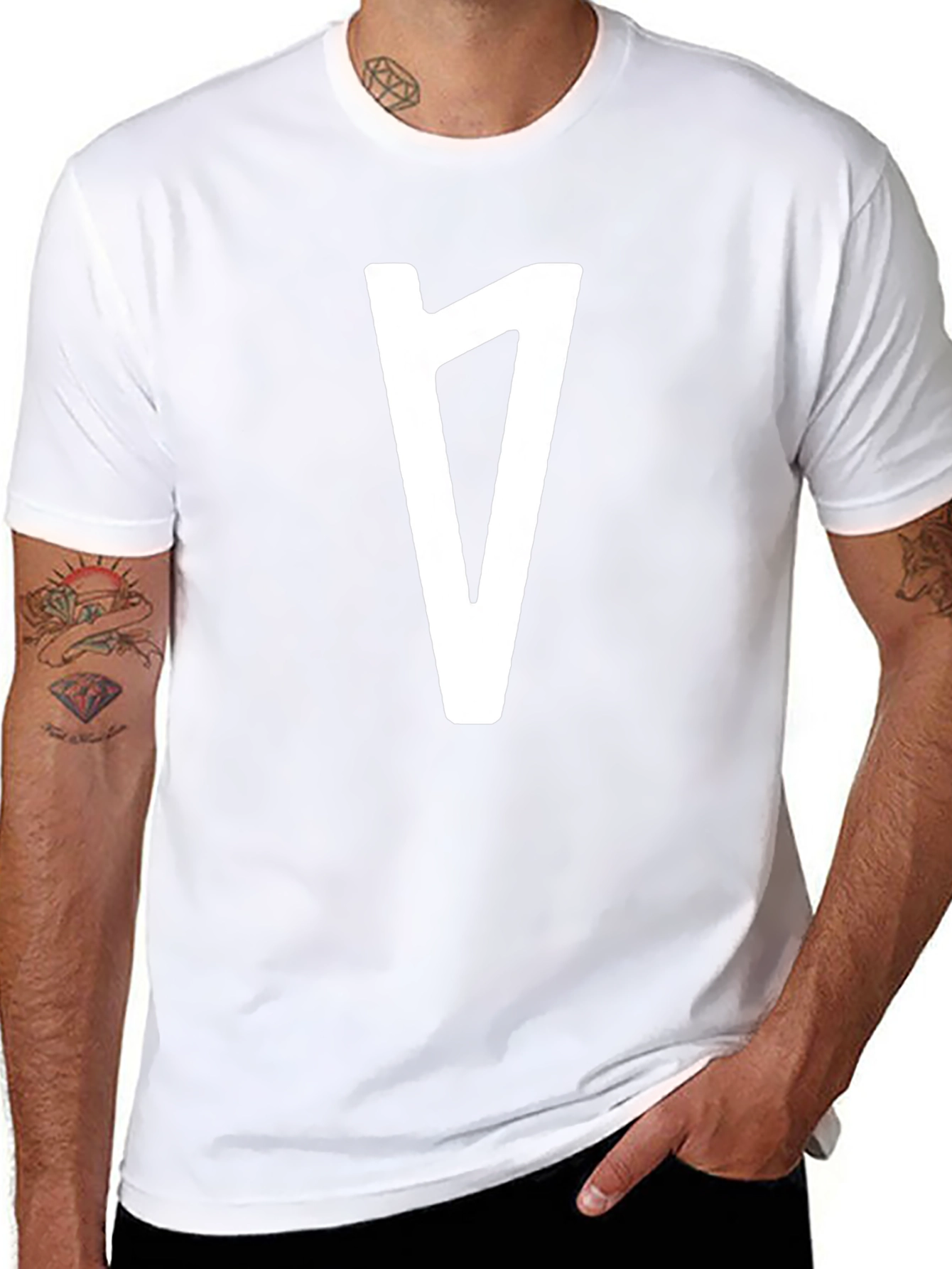Modern Graphic Tee - Black with White Rune