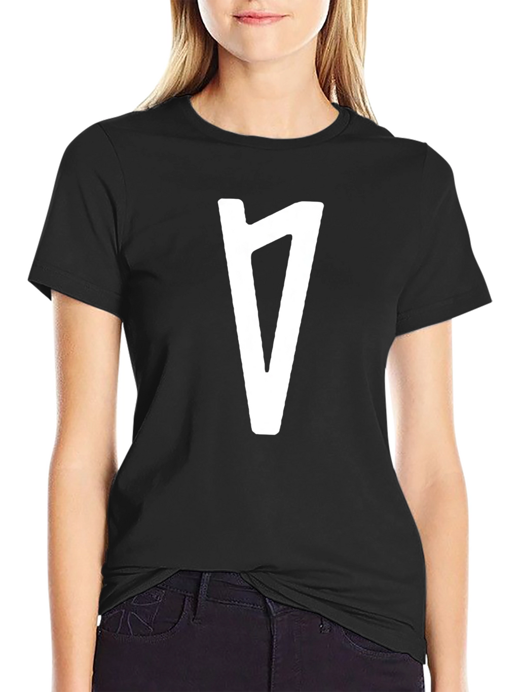 Modern Graphic Tee - Black with White Rune