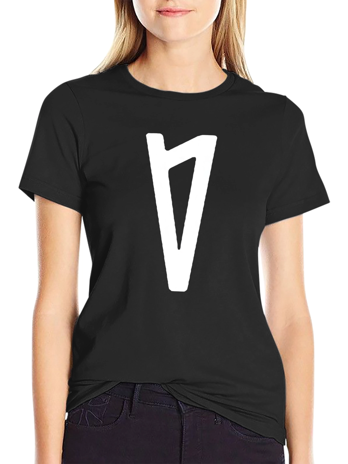 Modern Graphic Tee - Black with White Rune