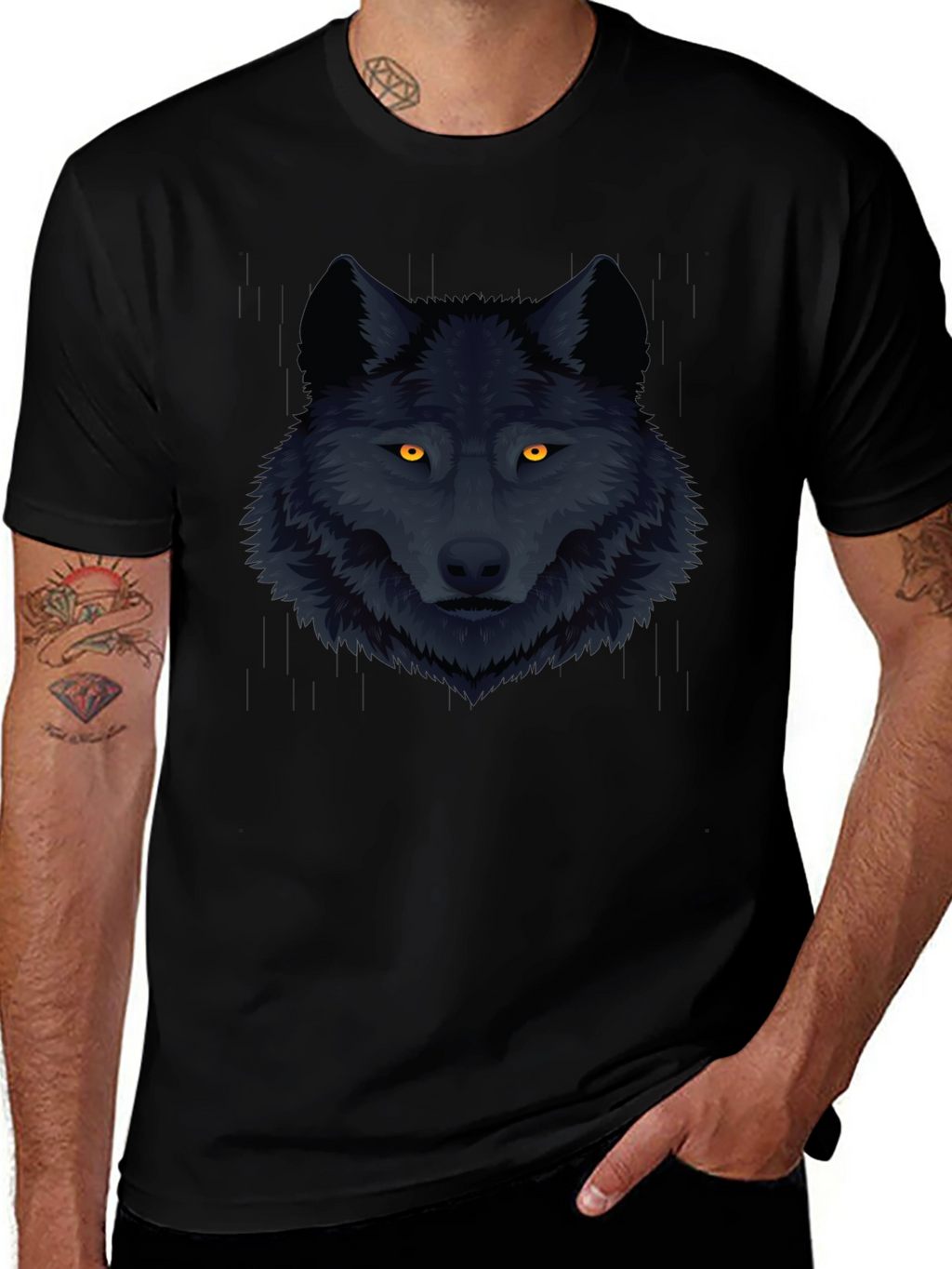 Black Wolf Graphic Tee - Mens Fashion T-Shirt