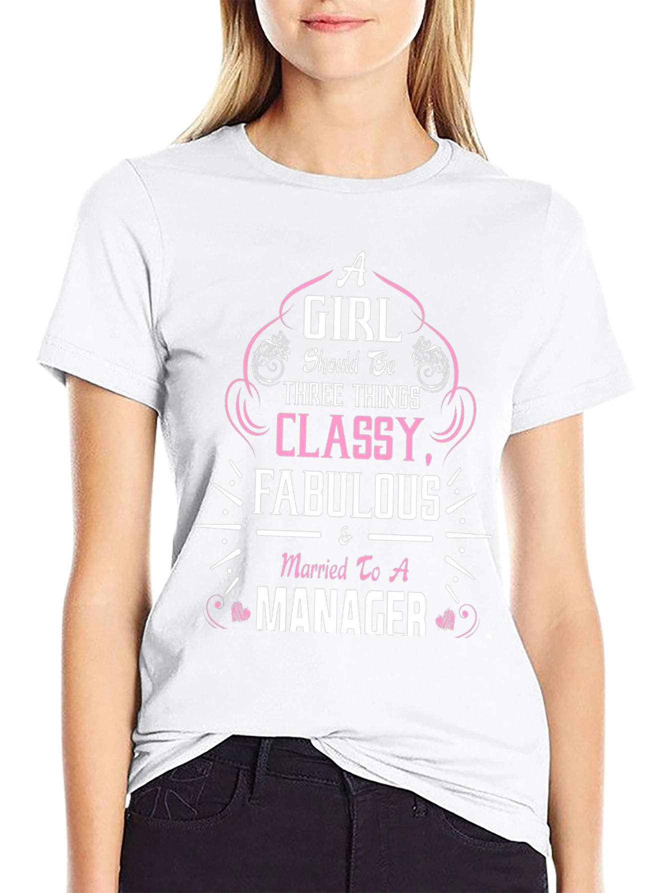 Classy Fabulous Married to Manager Black T-Shirt