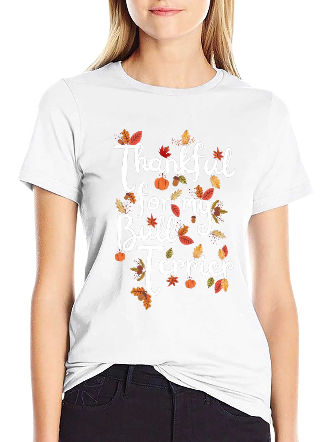 Thankful Bull Terrier Thanksgiving T-Shirt