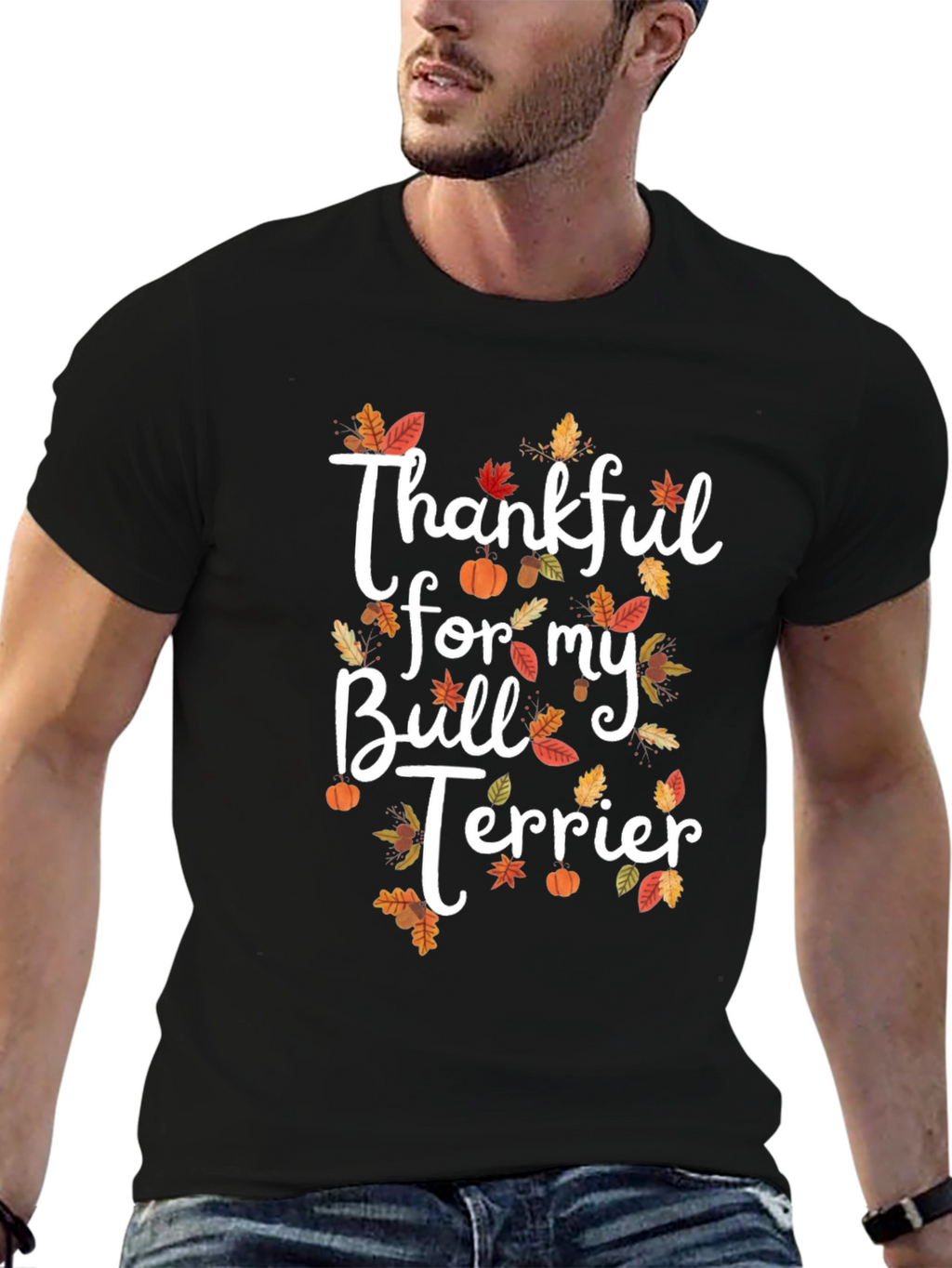 Thankful Bull Terrier Thanksgiving T-Shirt