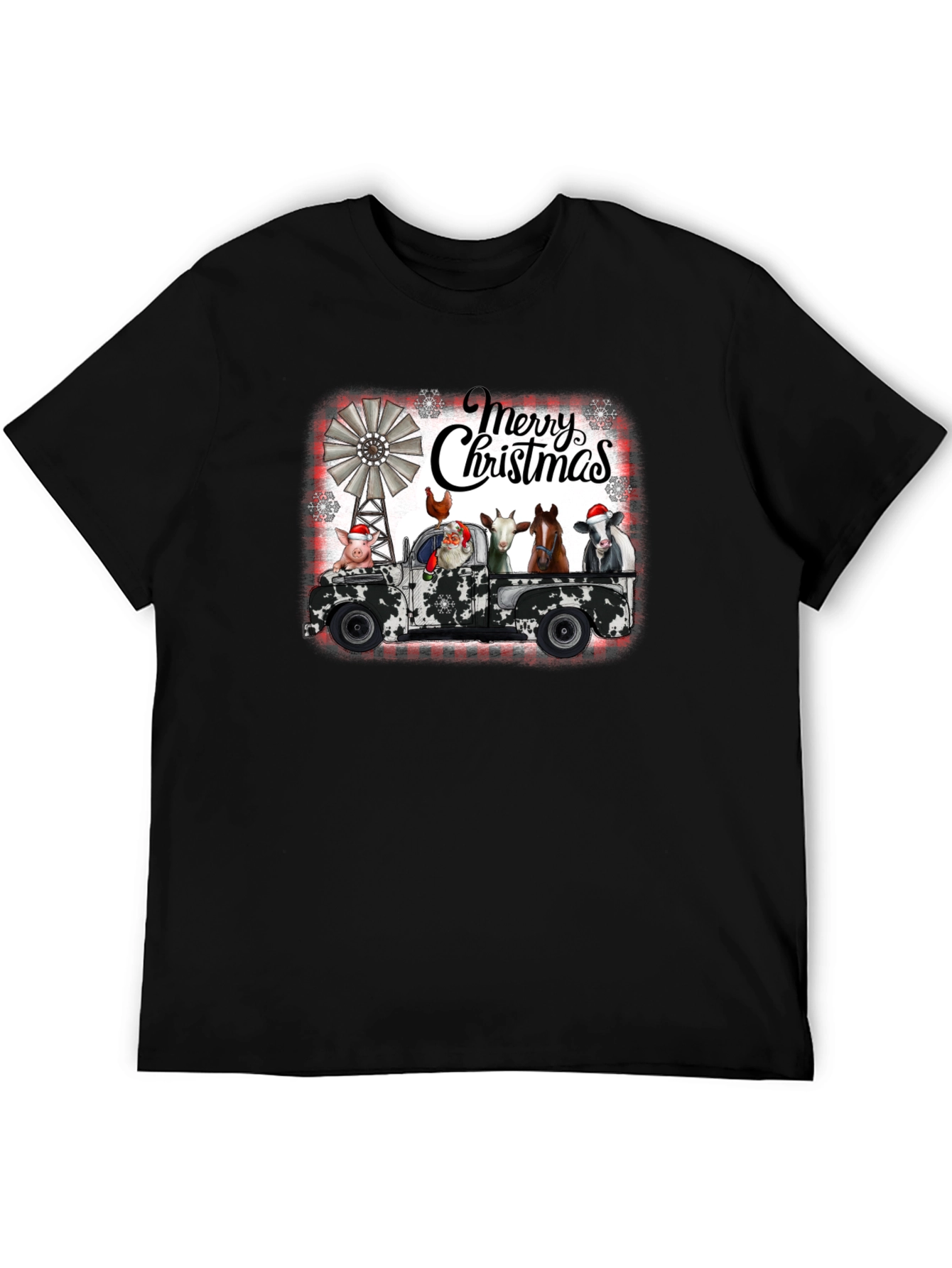 Merry Christmas Farm Animals on Truck T-Shirt