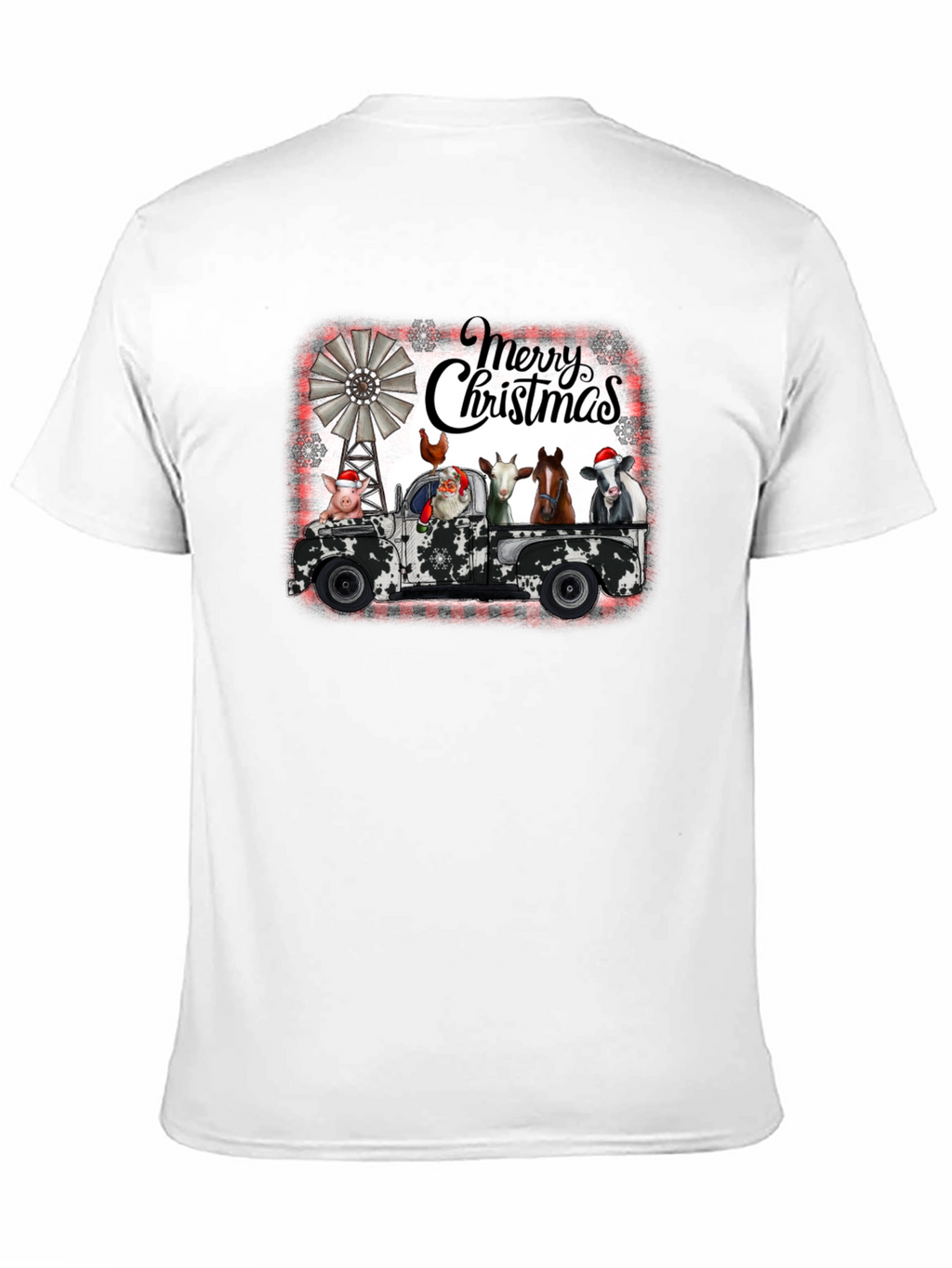 Merry Christmas Farm Animals on Truck T-Shirt