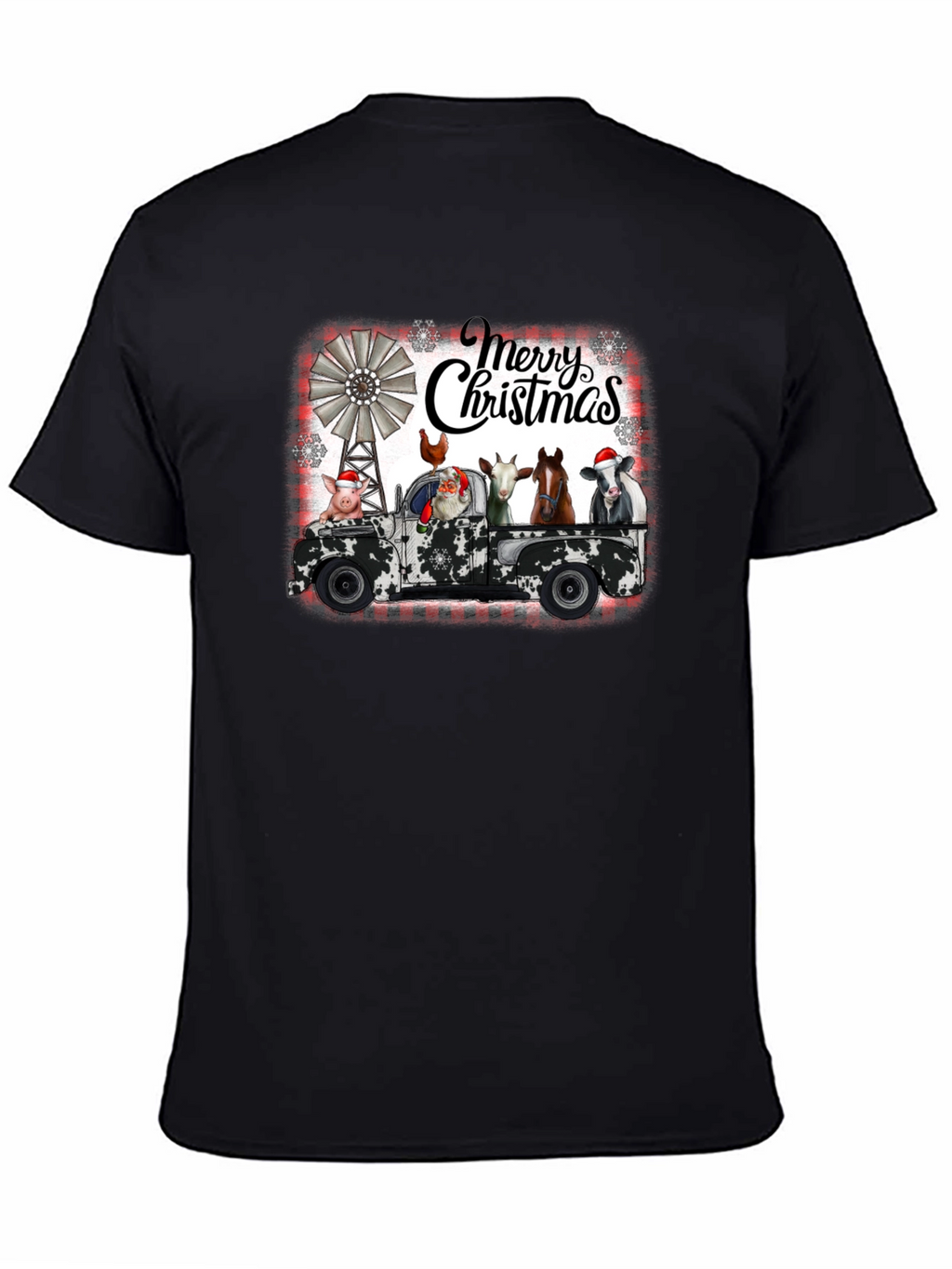 Merry Christmas Farm Animals on Truck T-Shirt