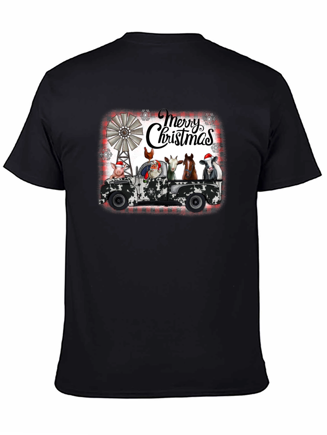 Merry Christmas Farm Animals on Truck T-Shirt