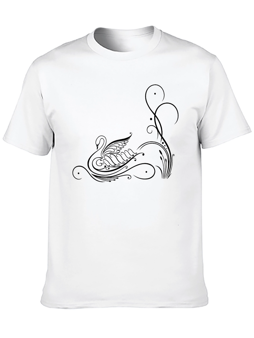 Elegant Swan Graphic Black T-Shirt
