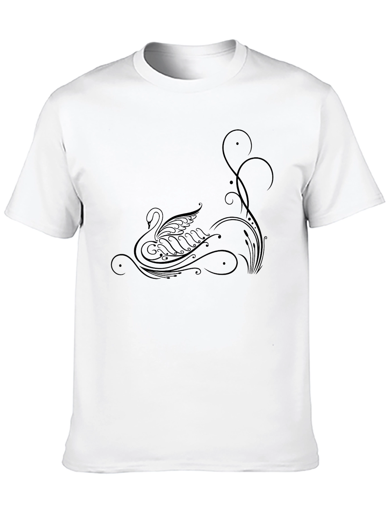 Elegant Swan Graphic Black T-Shirt