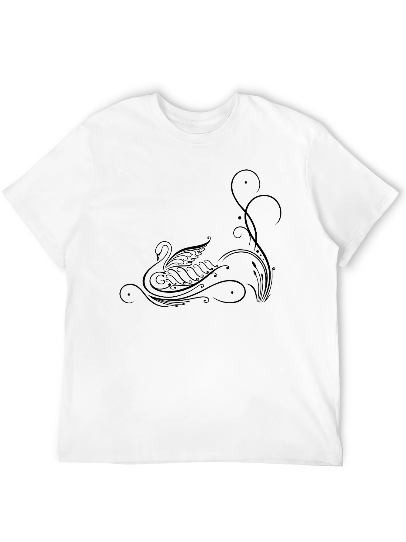 Elegant Swan Graphic Black T-Shirt