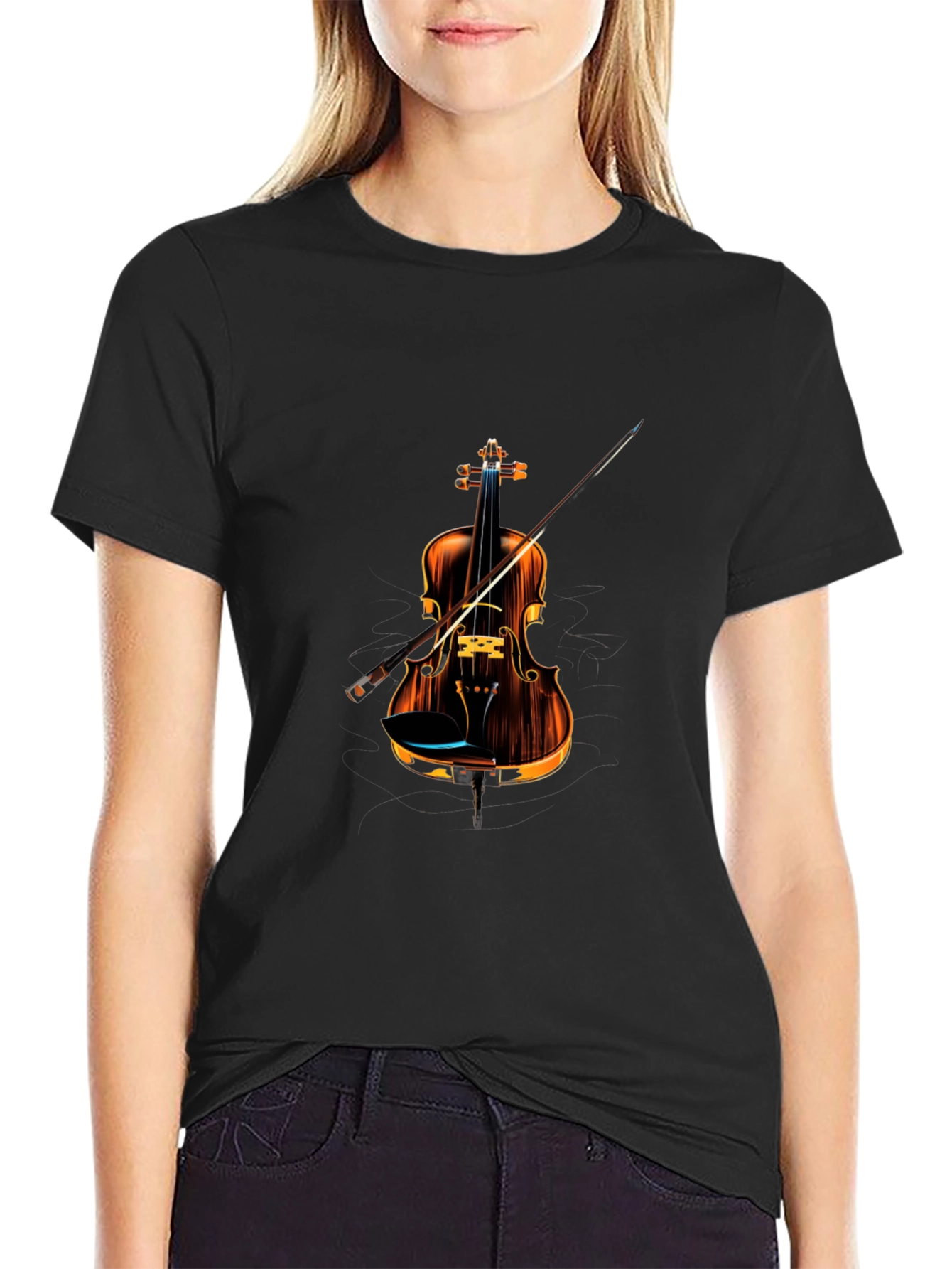 Stylish Violin Graphic Tee - Music Lovers T-Shirt