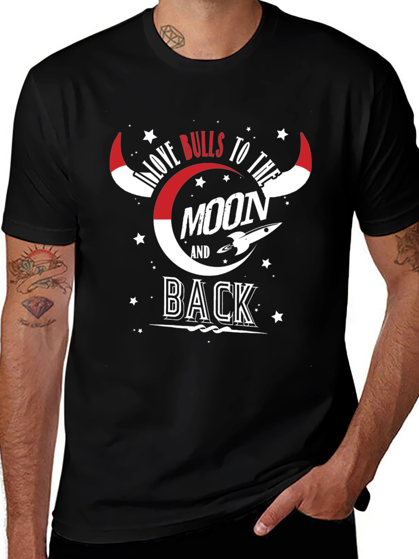 Love Bulls To The Moon And Back Black Tee