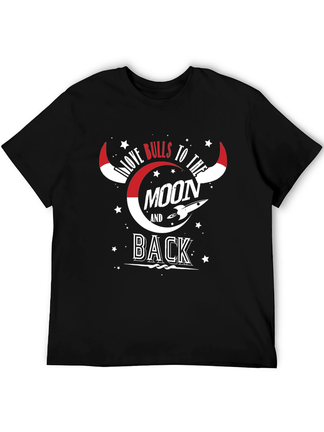 Love Bulls To The Moon And Back Black Tee