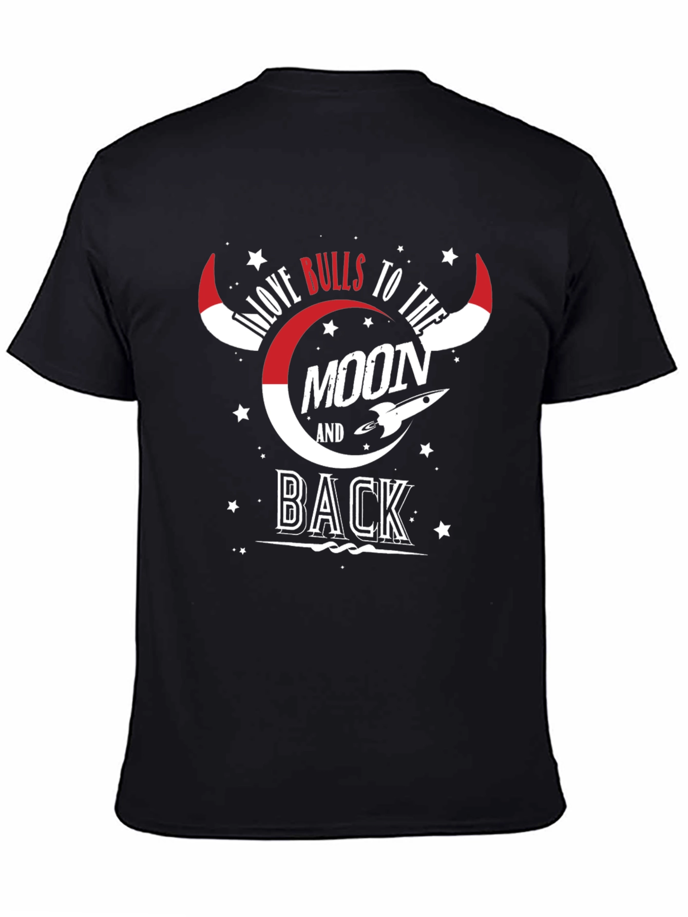 Love Bulls To The Moon And Back Black Tee