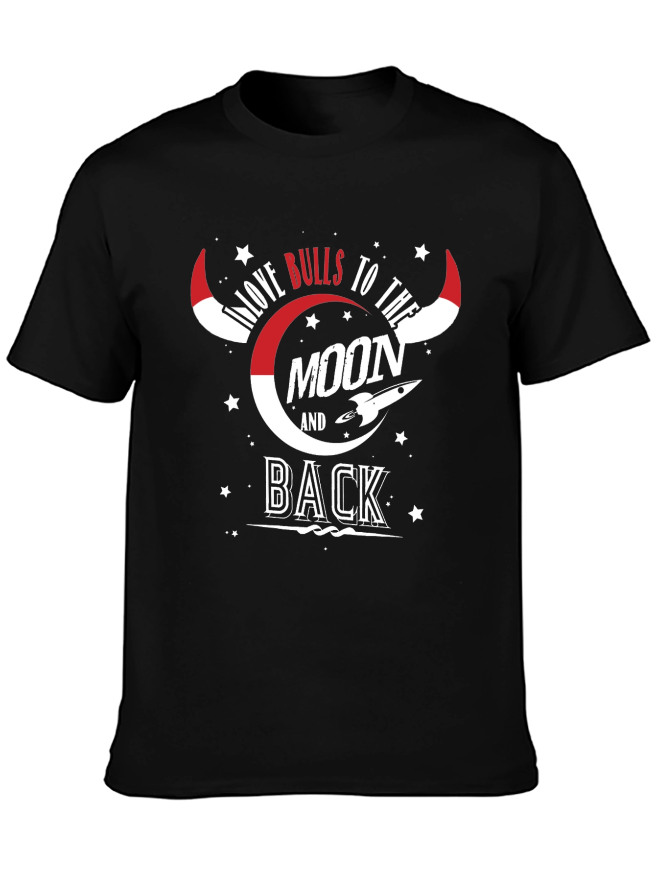 Love Bulls To The Moon And Back Black Tee