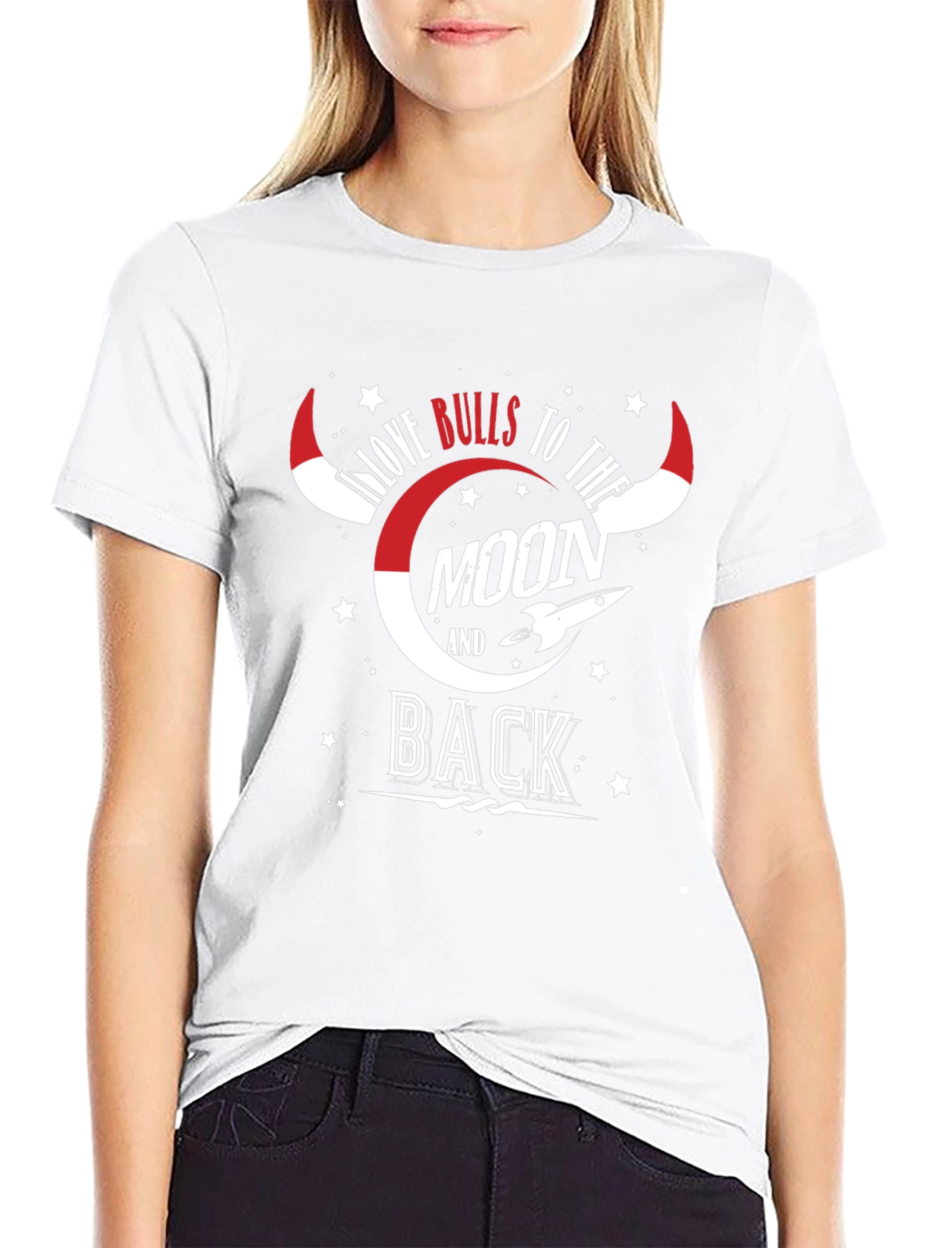Love Bulls To The Moon And Back Black Tee